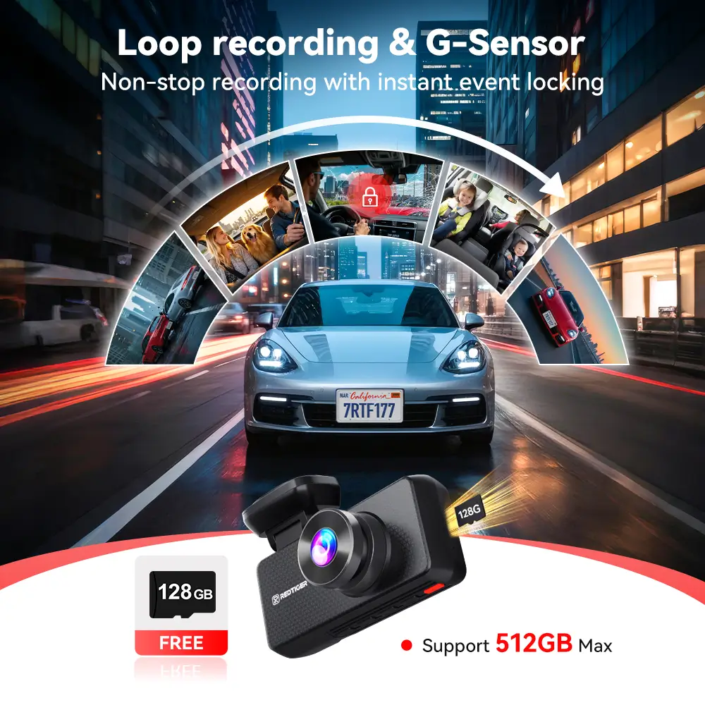 Redtiger F17 Plus 4 Channels 2.7K Sony STARVIS 2 5.8 Ghz Wifi Touch Screen Dash Cam - Image 6