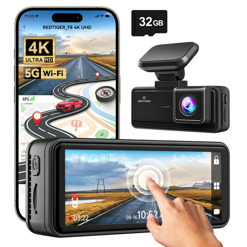 Redtiger F8 5GHz Wifi Touch Screen 4K Front Dash Cam - Image 2