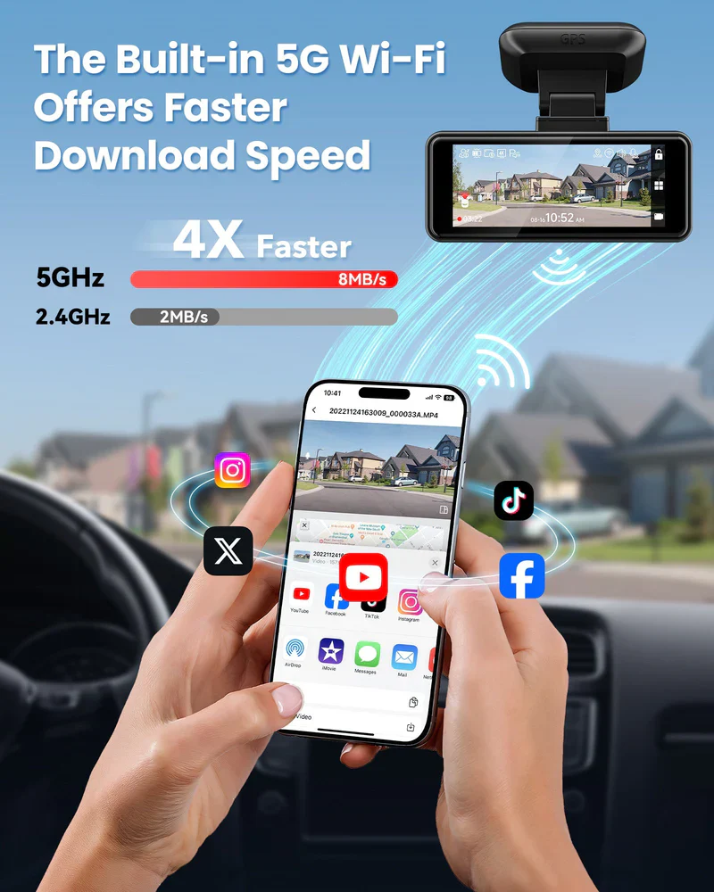 Redtiger F8 5GHz Wifi Touch Screen 4K Front Dash Cam - Image 6